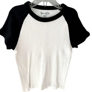 Brandy Melville/John Galt Black & White Ribbed Tee